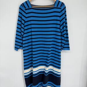 L.L. Bean Dress Women’s Large Midi Striped Nautical Coastal Classic Preppy Blue